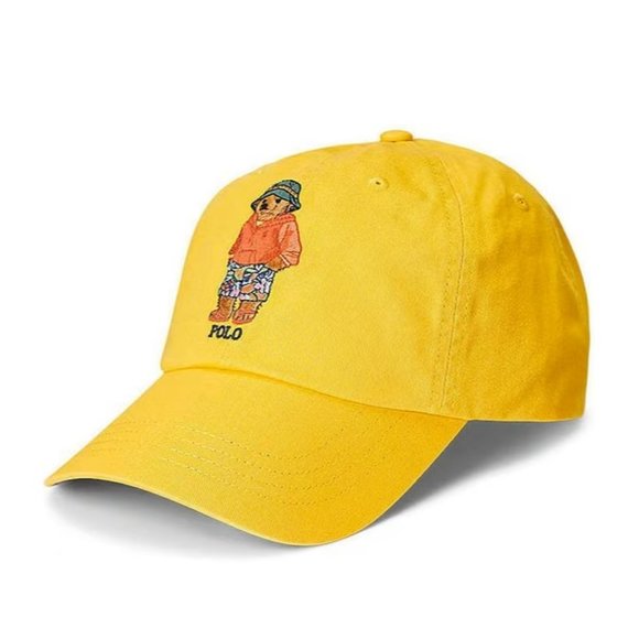 Polo Ralph Lauren Embroidered BIG Polo Bear Chino Cap Hat Yellow - New With Tags - Picture 8 of 16